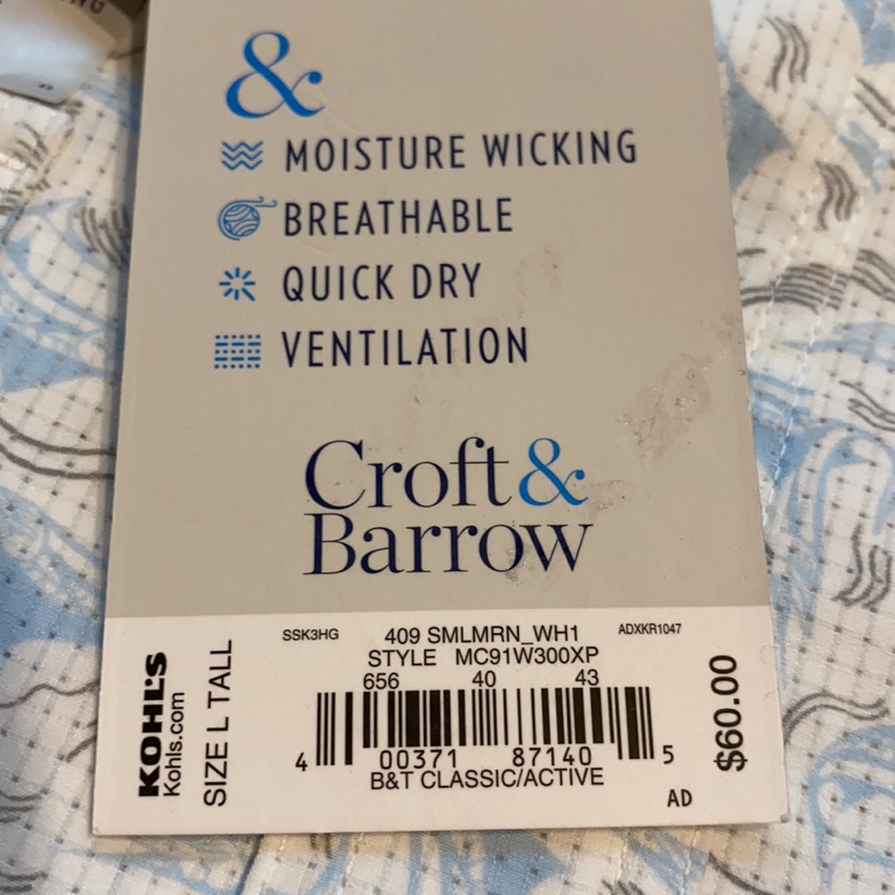 Croft & Barrow SZ Large Tall Quick Dry Short Sleeve Button Shirt New  D2 - Picture 6 of 8